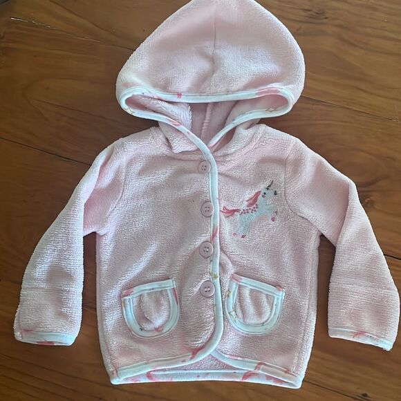 NWOT 0-3 mo C.J.P. pink SUPER SOFT fleece long sleeve button down jacket coat - Picture 1 of 14